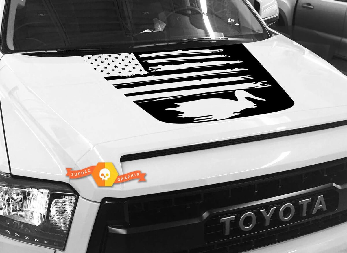 Pegatina de vinilo de pato nadador con bandera de EE. UU. para Toyota Tundra 2014-2018