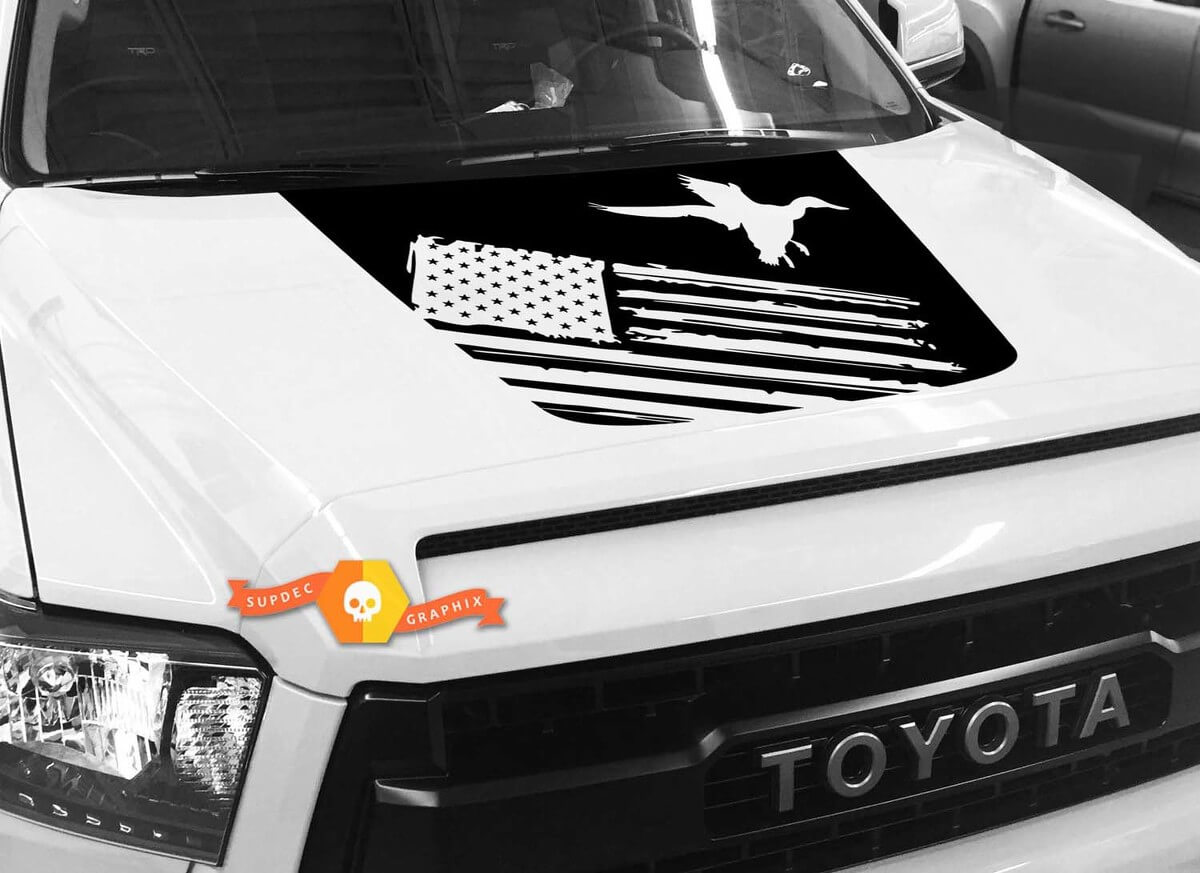 Calcomanía de vinilo para capó Duck con bandera de EE.UU. para Toyota Tundra 2014-2018