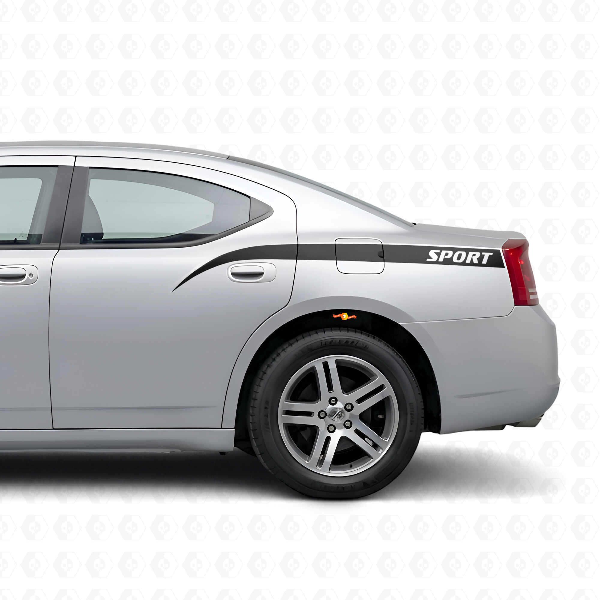 Pegatina adhesiva de vinilo con franjas curvas deportivas para la puerta de la caja para Dodge Charger 2006-2010
