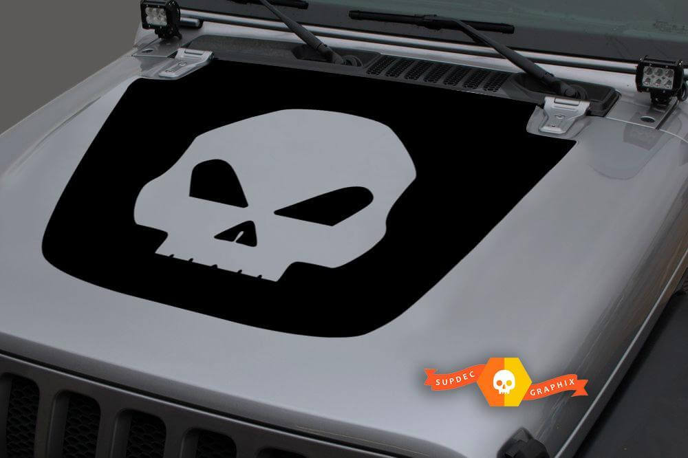 Calcomanía de Vinilo para Capó Skull Blackout 3 para Jeep Wrangler JL