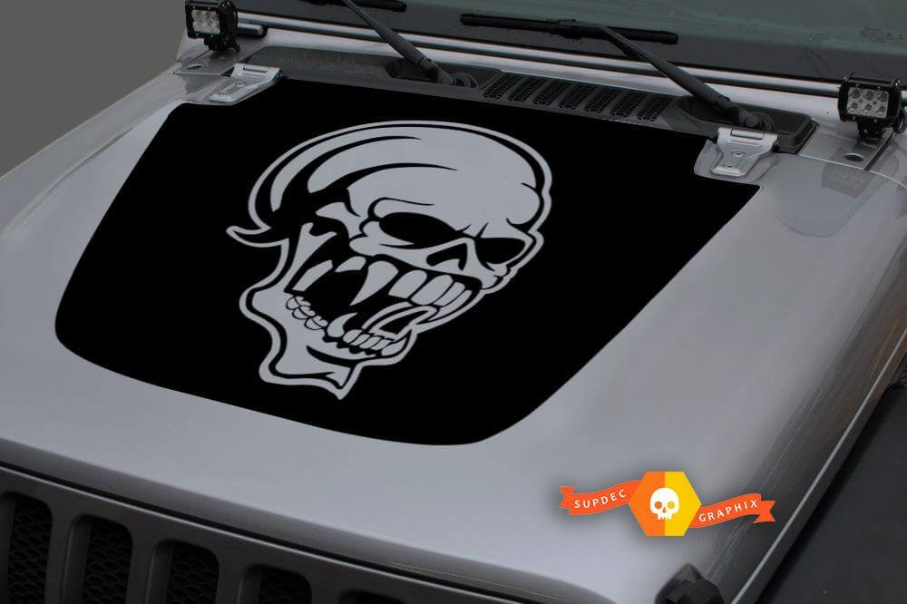 Calcomanía opaca con sonrisa de calavera de vinilo para capó de Jeep para Jeep Wrangler JL#3 18-19

