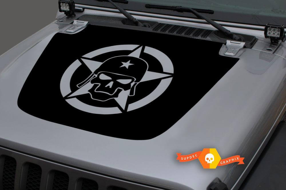 Calcomanía de Vinilo con Capucha Militar Estrella Calavera Blackout para Jeep Wrangler JL 2