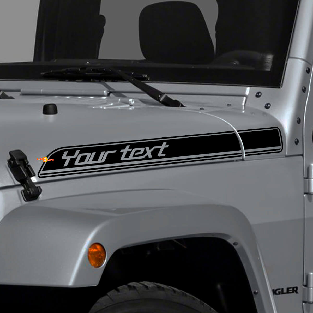 Kit de Vinilo con Contorno de Texto Personalizado para la Franja Lateral del Capó para Jeep Wrangler