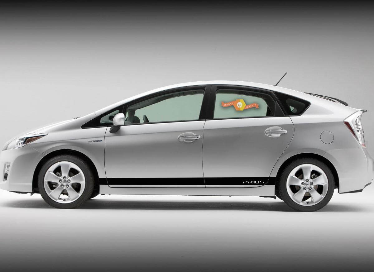 Calcomanías de vinilo con rayas laterales rectas para Toyota Prius XW30 2010-2015
