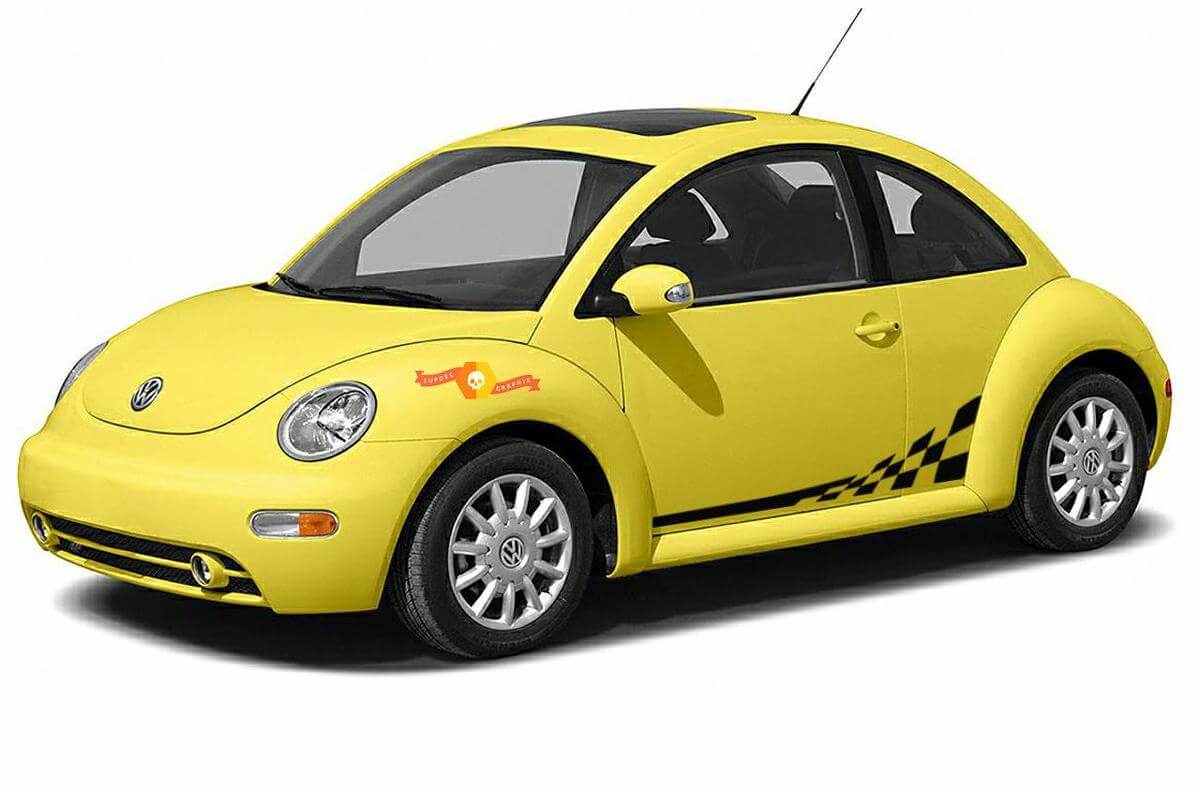 Vinilo adhesivo de franjas laterales con bandera a cuadros para Volkswagen Beetle 1998-2011
