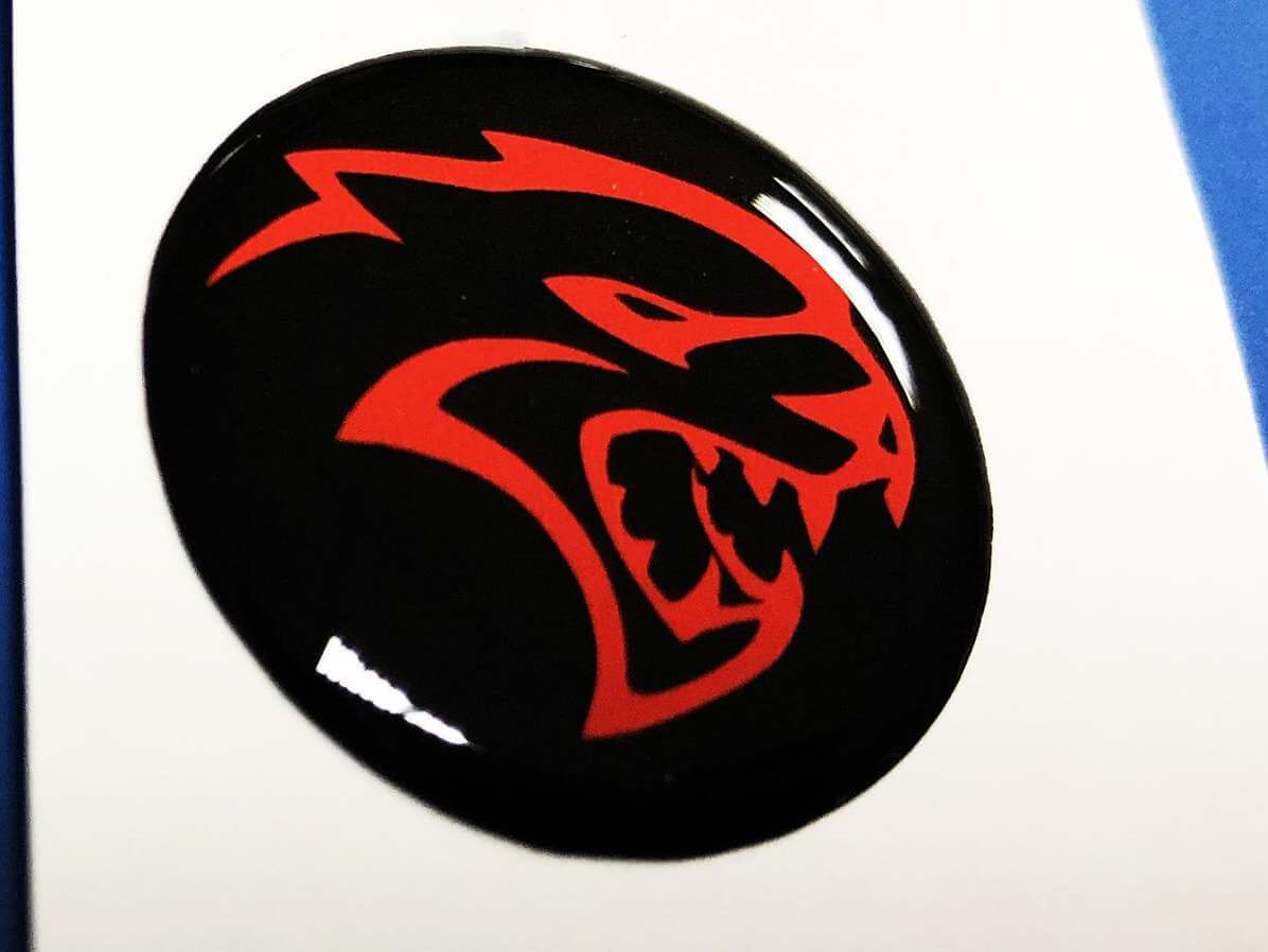 Calcomanía 3D roja de estilo Hellcat para botón de arranque y paro para Dodge Challenger Charger