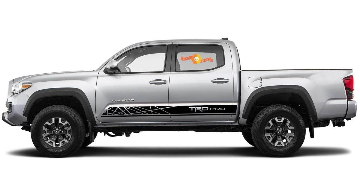 Kit de calcomanías de vinilo con franjas laterales estilo TRD Pro para Toyota Tacoma 2016