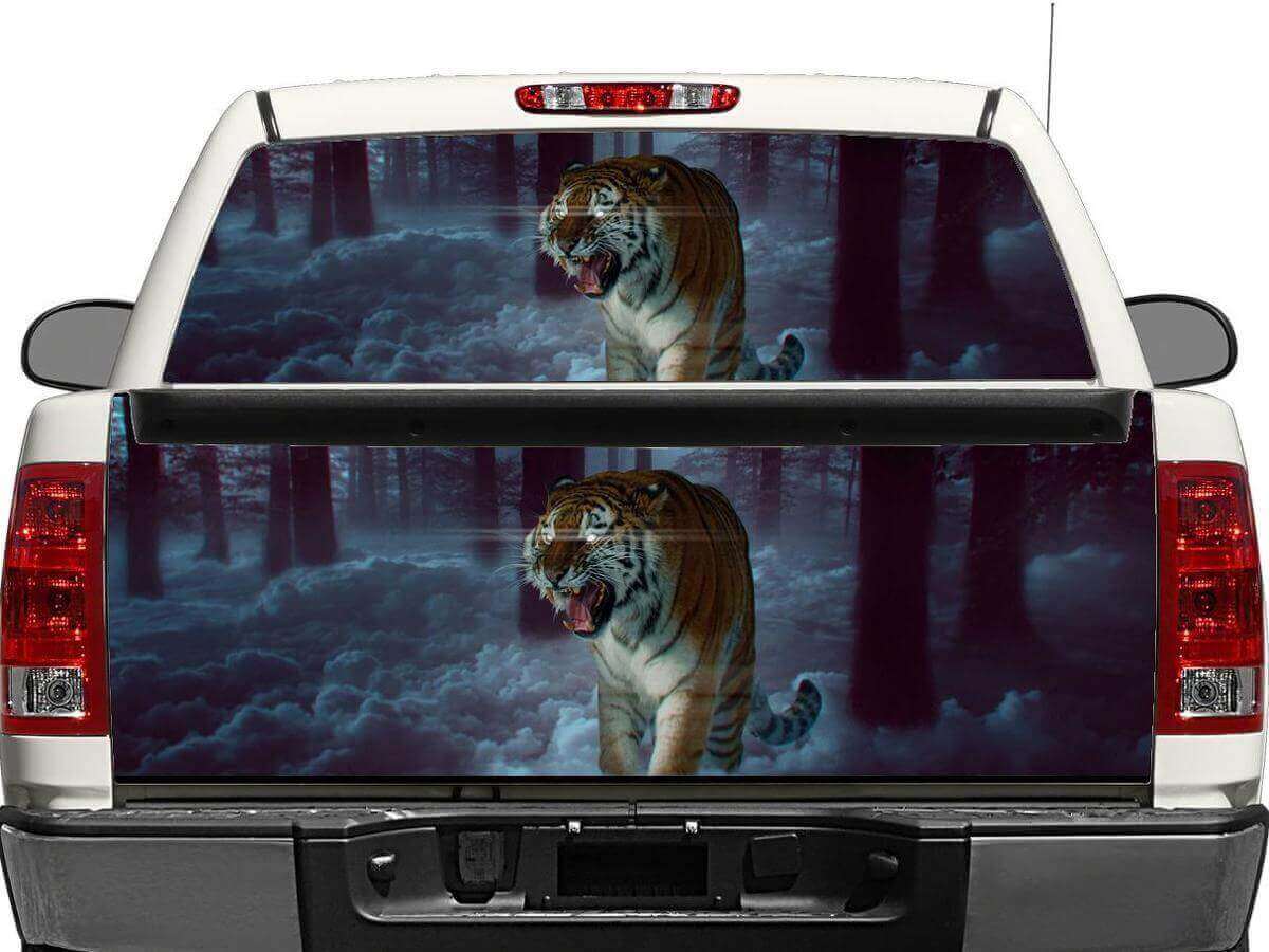 Vinilo adhesivo de Tigre en el Bosque para ventanilla trasera o portón trasero para camionetas y SUV 
