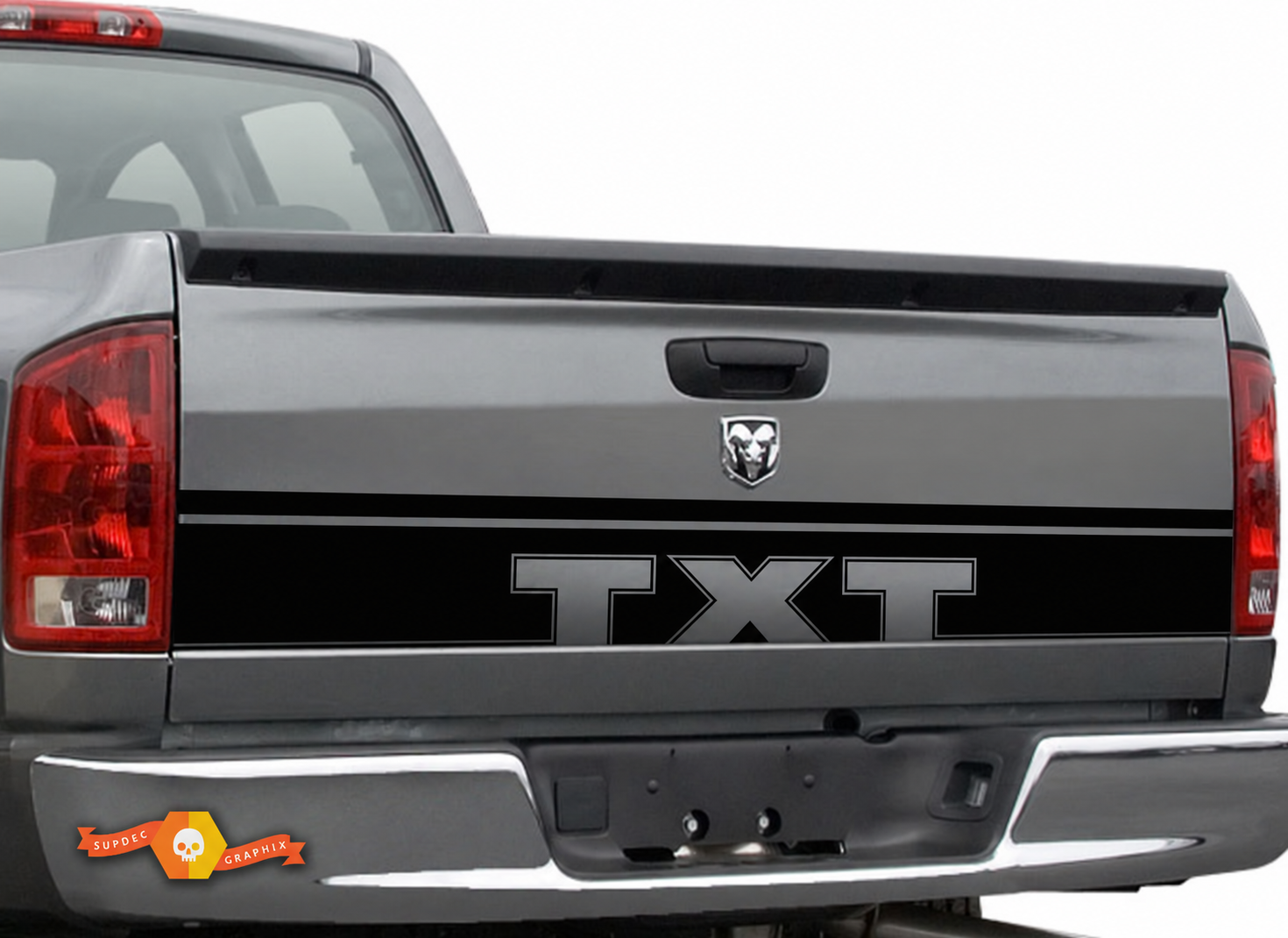 TXT Lower Tailgate Outline Band Portón trasero Adhesivo de vinilo para Dodge Ram 1500