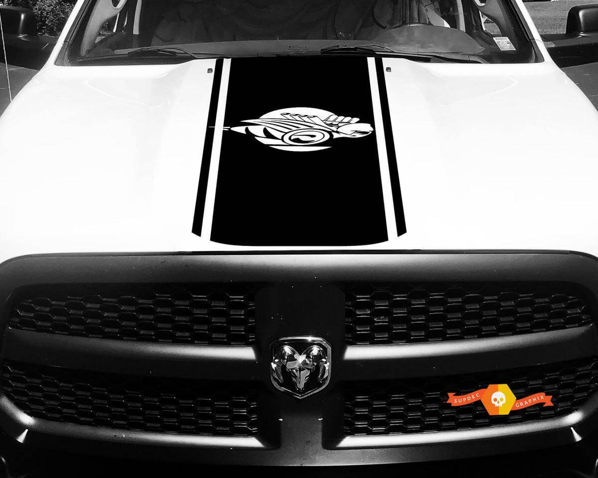 Dodge Ram 1500 2500 3500 vinilo Racing Stripe Rumble Bee Hemi Hood calcomanías pegatinas #7
