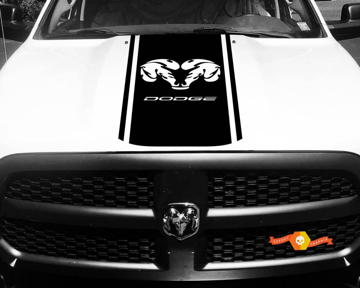 Dodge Ram 1500 2500 3500 Vinilo Racing Stripe RAM Dodge Hood Calcomanías Pegatinas #17
