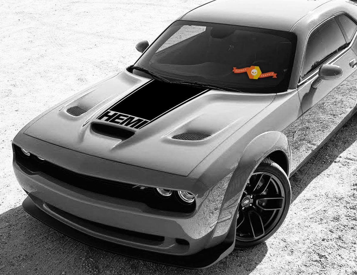 Dodge Challenger Hemi Vinilo Racing Hood Stripe Calcomanía #65
