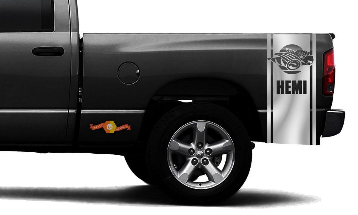 DODGE RAM 1500 VINILO DECAL bed side stripe racing CHROME sticker Ram Rumble Bee Hemi #95
