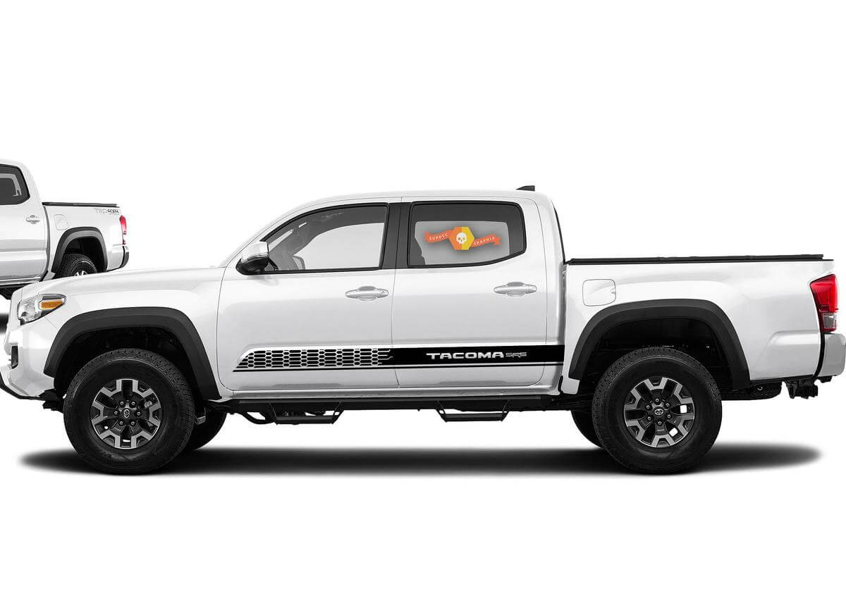 2X Toyota Tacoma 2016-2019 faldón lateral Calcomanías de vinilo gráficos kit de pegatinas de rally
