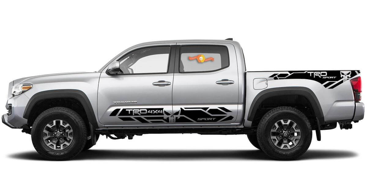 Kit de adhesivos de vinilo TRD 4x4 Sport Punisher para faldón lateral y panel lateral de caja para Toyota Tacoma 2016-20