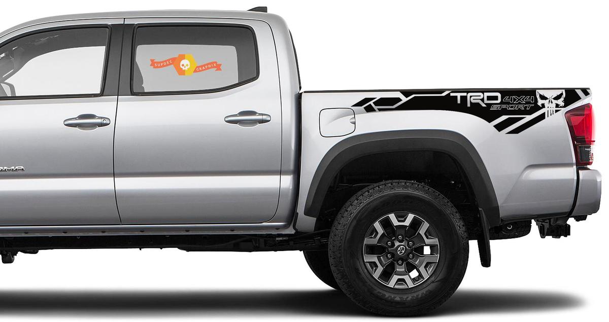 Toyota Tacoma 2016-2020 (TRD OFF ROAD) 4x4 Sport Punisher faldón lateral Calcomanías de vinilo calcomanías gráficas
