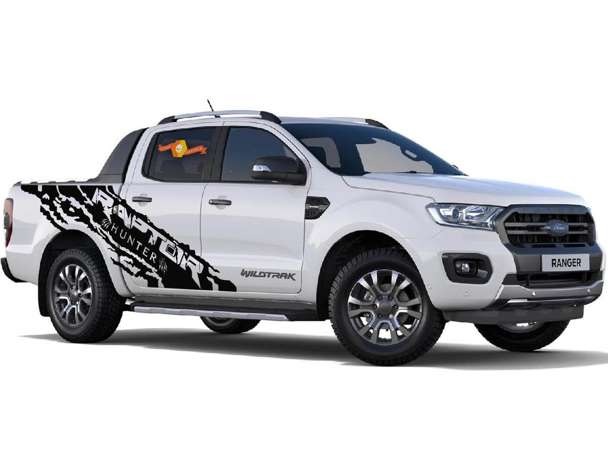 2x Cazador de calcomanías de vinilo laterales para Ford Ranger Raptor

