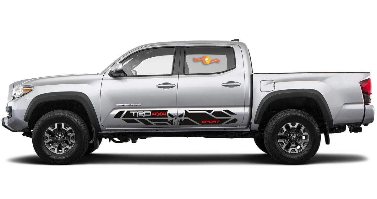 Kit de Vinilo Lateral Estilo TRD Calavera Castigador Para Toyota Tacoma 2016-2020