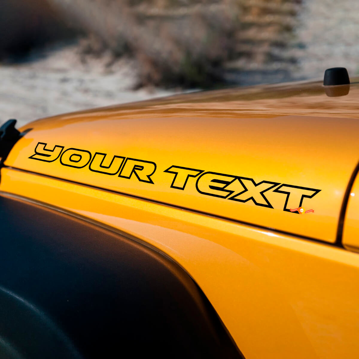 Calcomanía de vinilo de texto personalizado para capó para Jeep Wrangler Rubicon