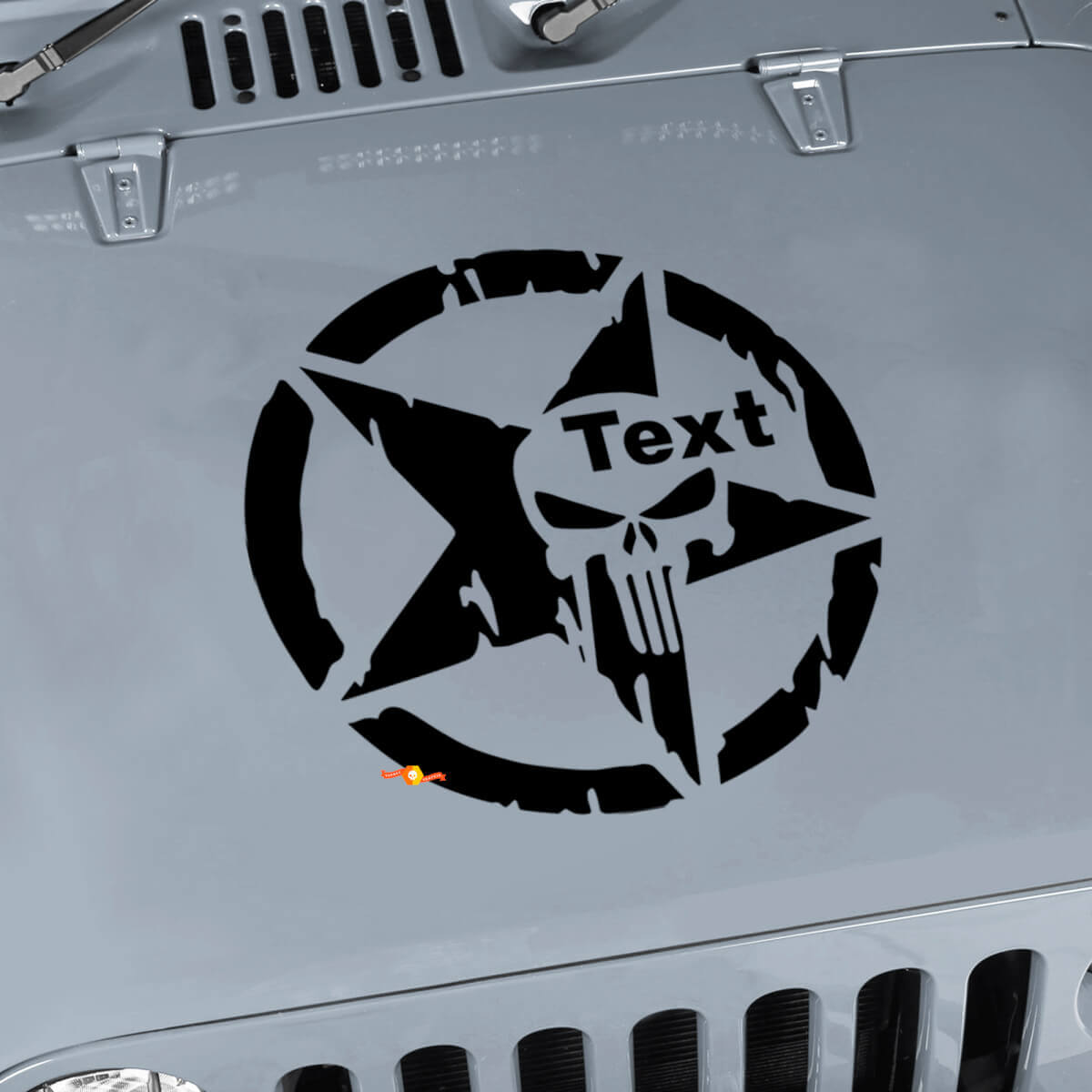 Calcomanía de Vinilo de Estrella Militar Punisher para Capó de Jeep Wrangler