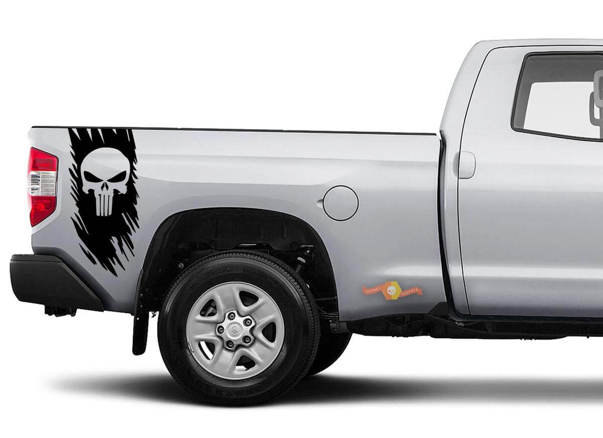 Calcomanía lateral de vinilo con calavera Punisher para camiones Toyota Nissan Chevy