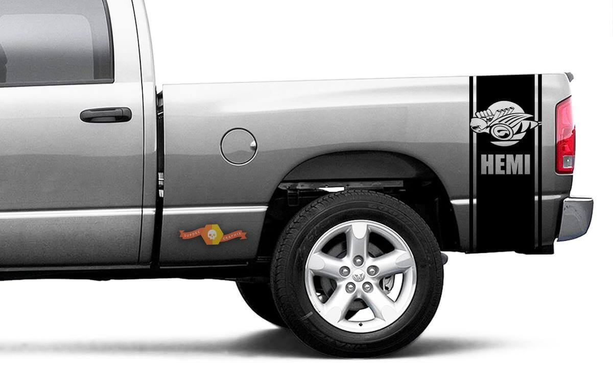 Kit de adhesivos vinilo de raya lateral trasera Rumble Bee Hemi para Dodge Ram 1500-3500