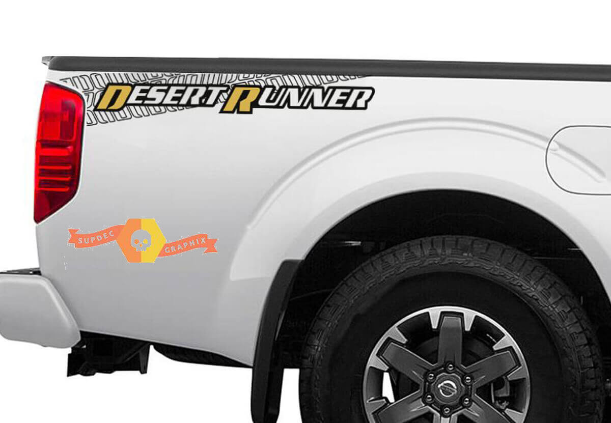 Juego de vinilos laterales con diseño de huella de neumático Desert Runner para Nissan Frontier