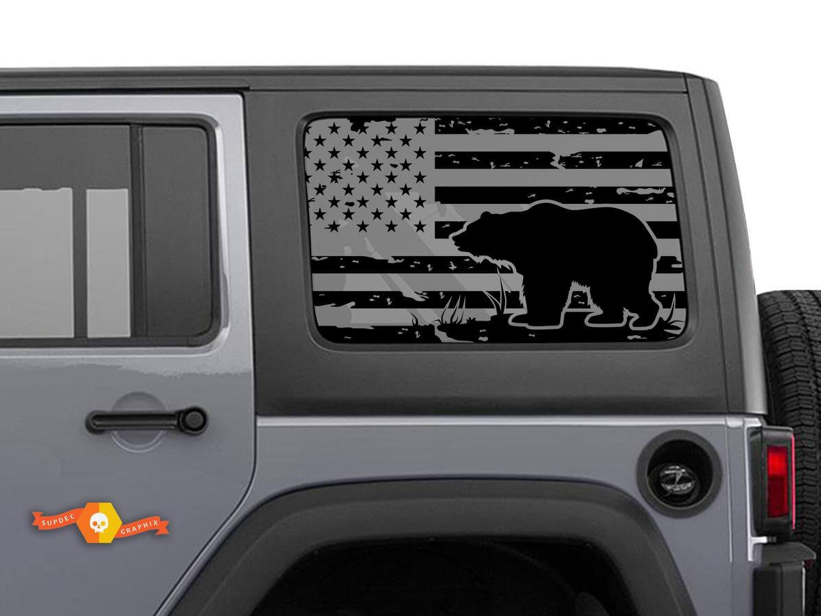 Par de calcomanías del lateral trasero con bandera de EE. UU. para Jeep Wrangler Hardtop