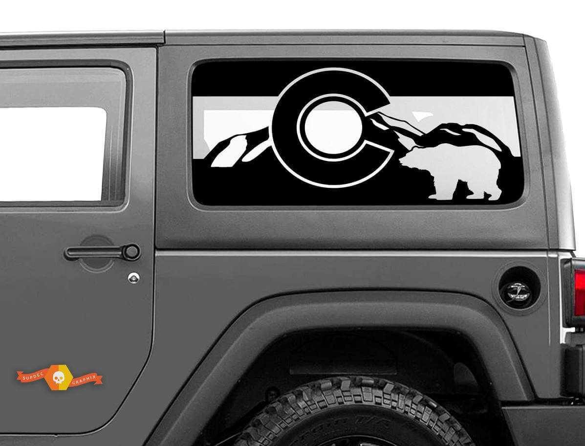 Adhesivo Vinilo para ventana lateral con bandera de Colorado para Jeep Wrangler 2007-2019