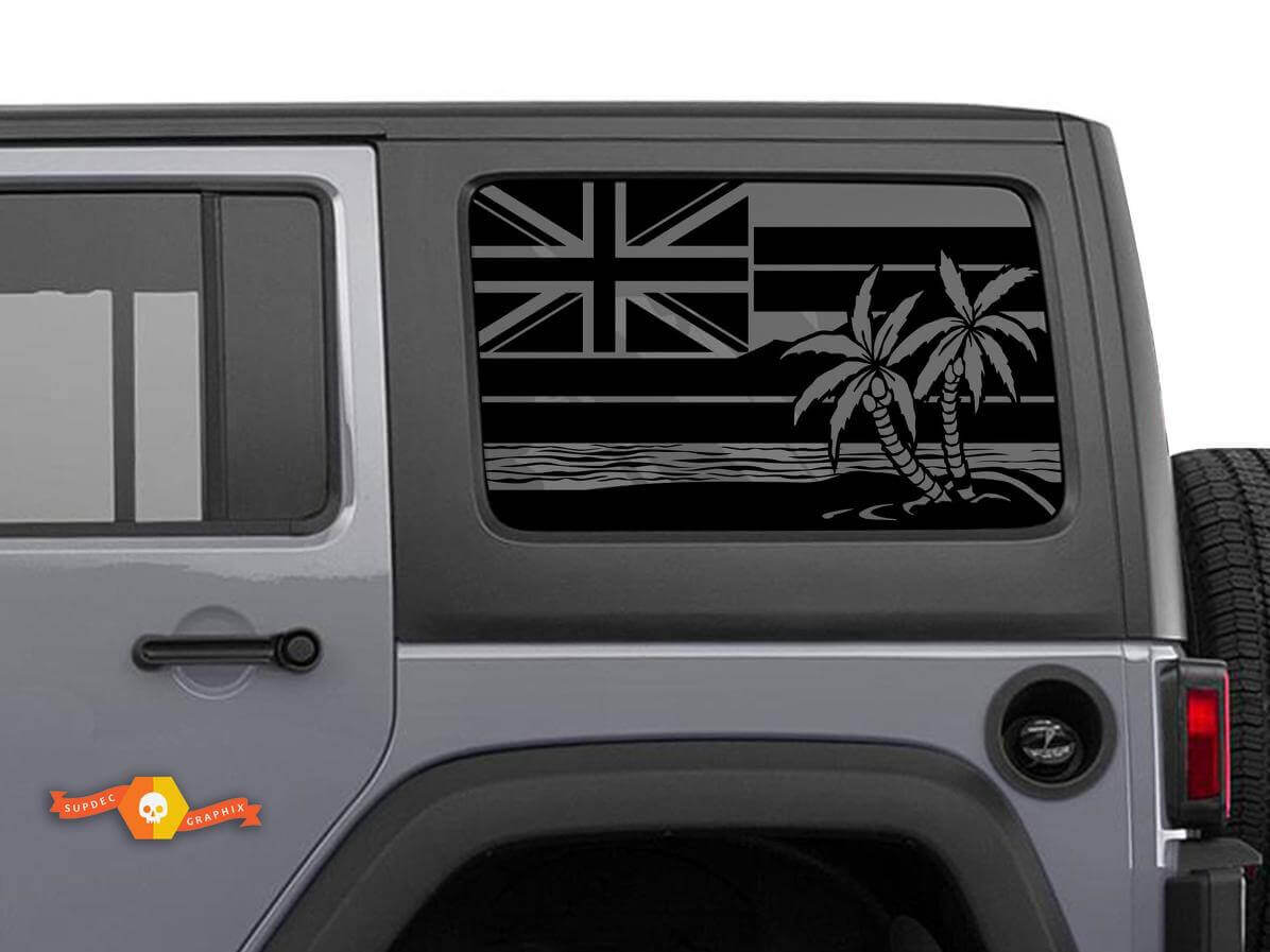 Adhesivo Vinilo para Ventana Lateral con Bandera de Hawái para Jeep Wrangler 2007-2019