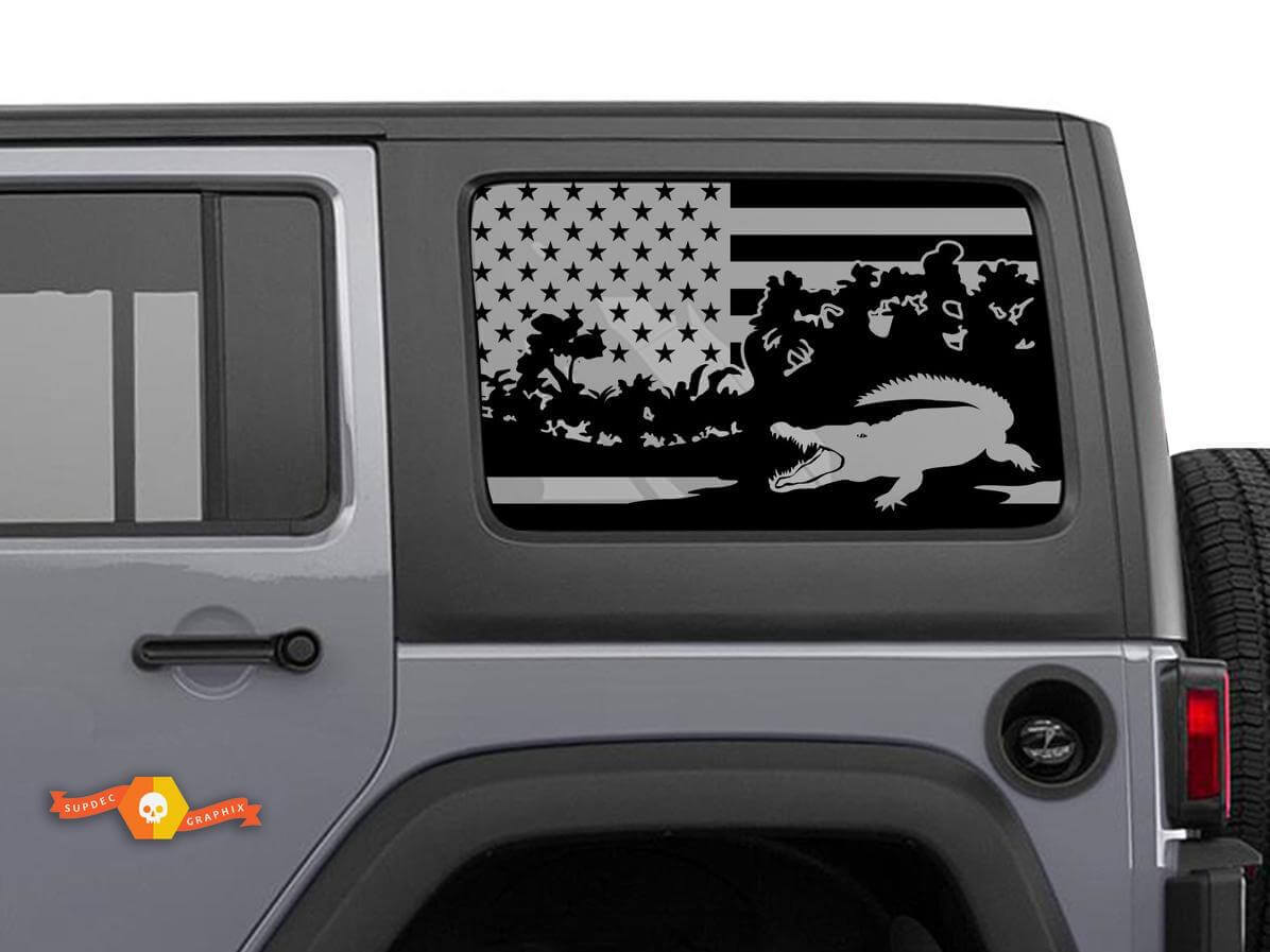 Calcomanía para ventana lateral con techo rígido de la bandera de EE. UU., compatible con Tacoma 4Runner Tundra Suba Jeep Wrangler
