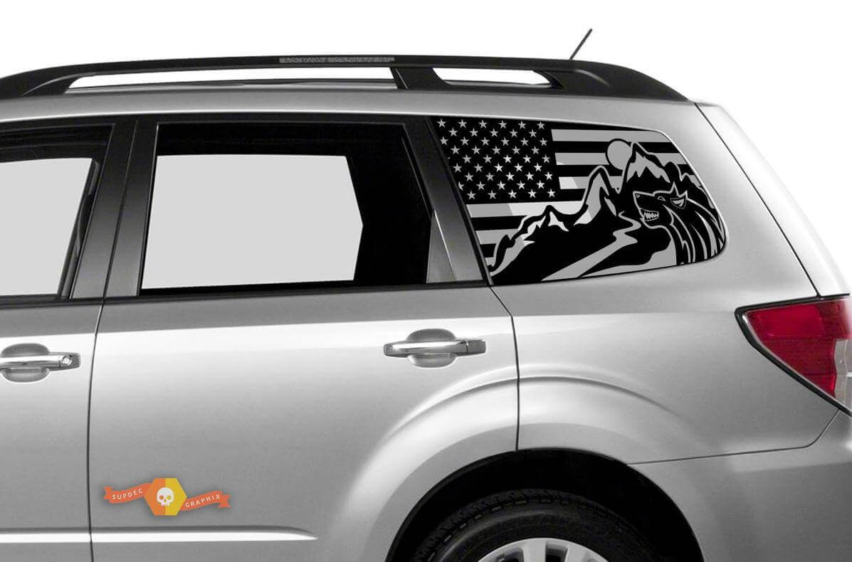 Suba Ascent Forester Hardtop USA Bandera Bosque Montañas Parabrisas Pegatina Calcomanía JKU JLU 2007-2019 o Tacoma 4Runner Tundra Dodge Challenger Charger Wrangler Rubicon - 83

