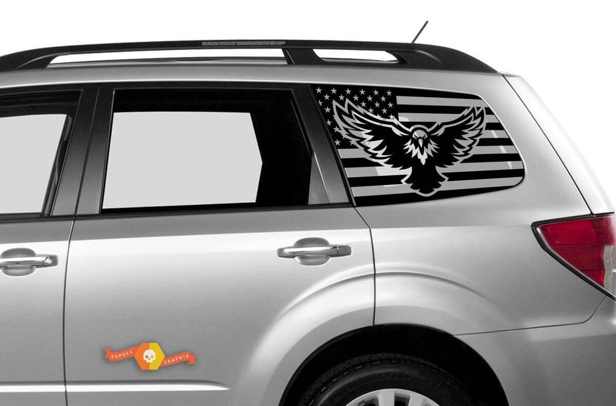 Calcomanía de águila con bandera de Estados Unidos para ventana trasera de Suba Forester | Diseño patriótico
