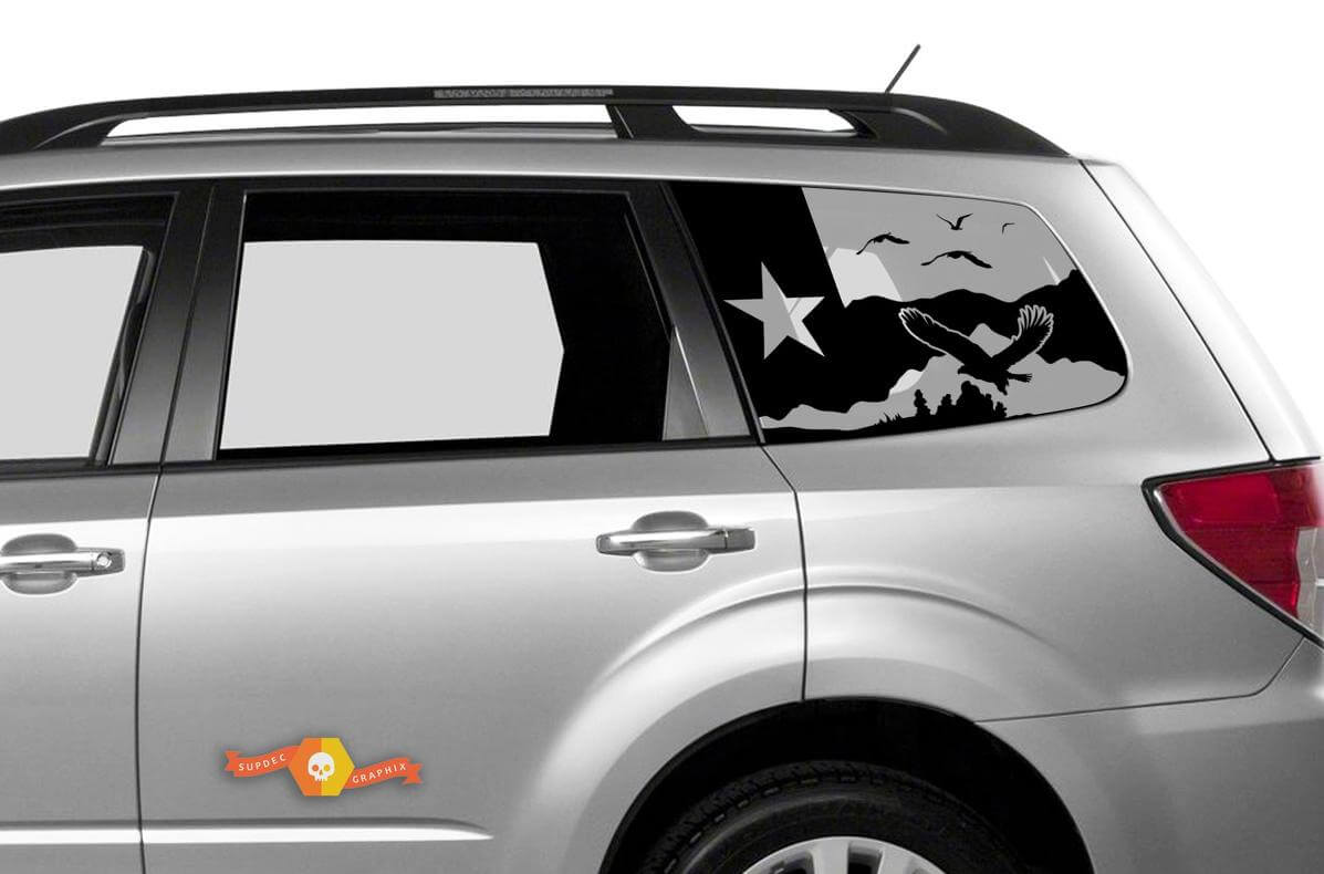 Calcomanía de ventana con escena de estrella de Texas y montaña 2 para Subaru Forester