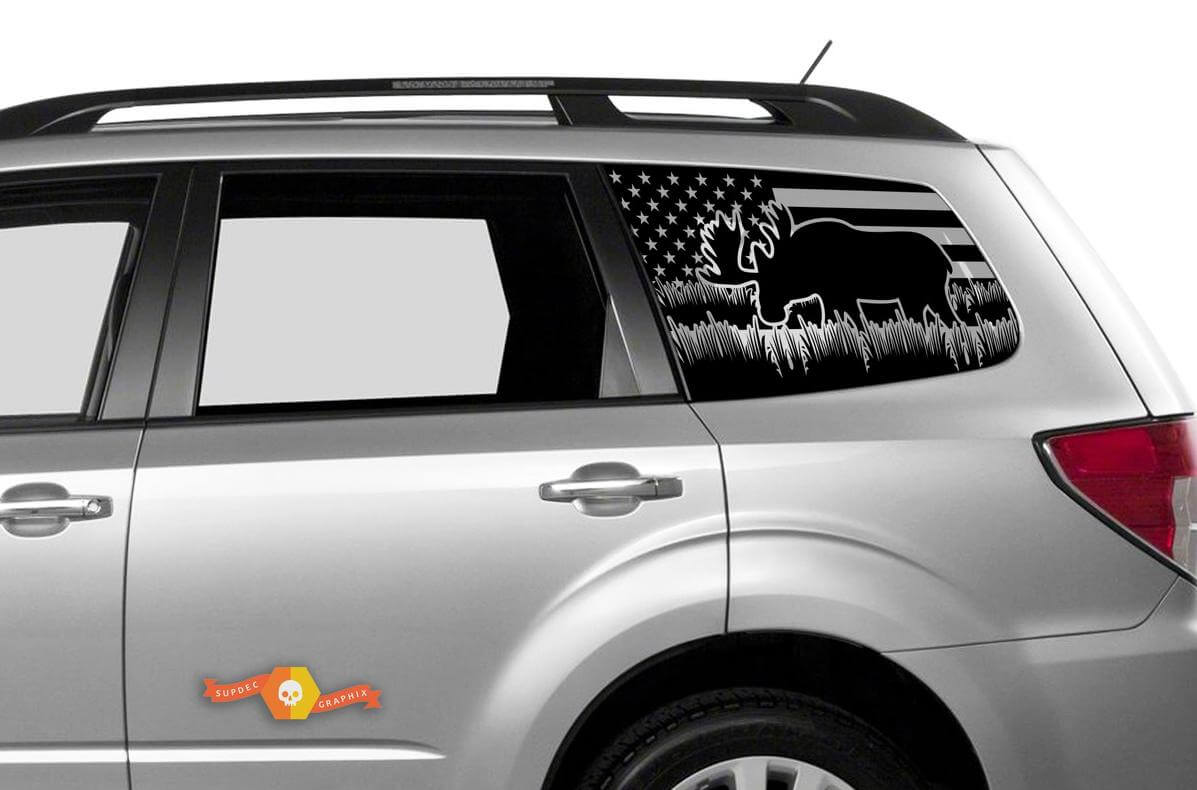 Suba Ascent Forester Hardtop USA Flag Moose Parabrisas Pegatina Calcomanía JKU JLU 2007-2019 o Tacoma 4Runner Tundra Dodge Challenger Charger Wrangler Rubicon - 97
