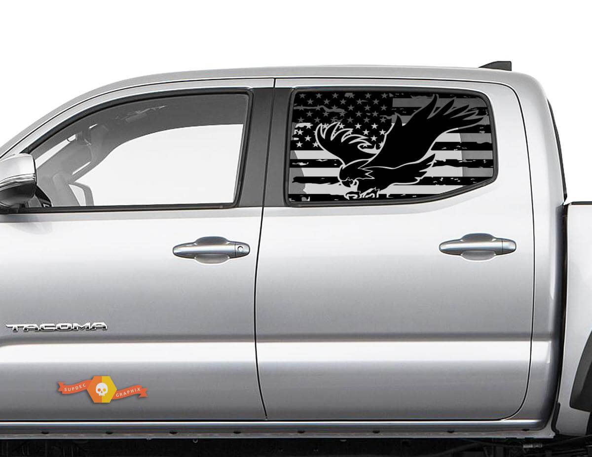 Toyota Tacoma 4Runner Tundra Hardtop USA Flag Forest Eagle Parabrisas Pegatina Calcomanía JKU JLU 2007-2019 o Dodge Challenger Charger Suba Ascent Forester Wrangler Rubicon - 114
