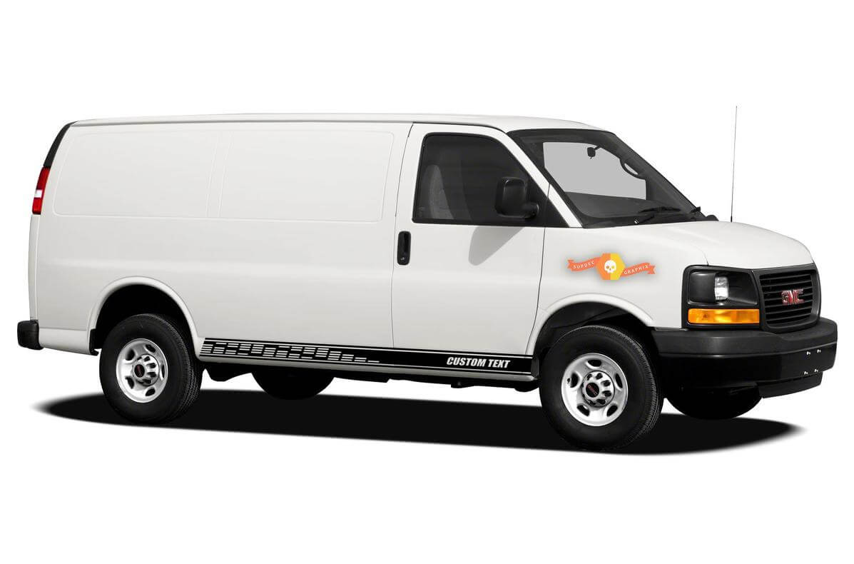 Calcomanías de vinilo con rayas de panel basculante de carreras para GMC Savana Cargo
