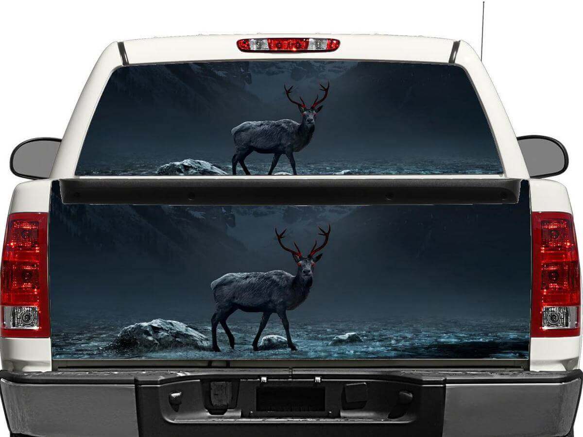 Calcomanía de Vinilo Nocturna de Ciervo para Ventana Trasera o Portón de Camionetas SUV