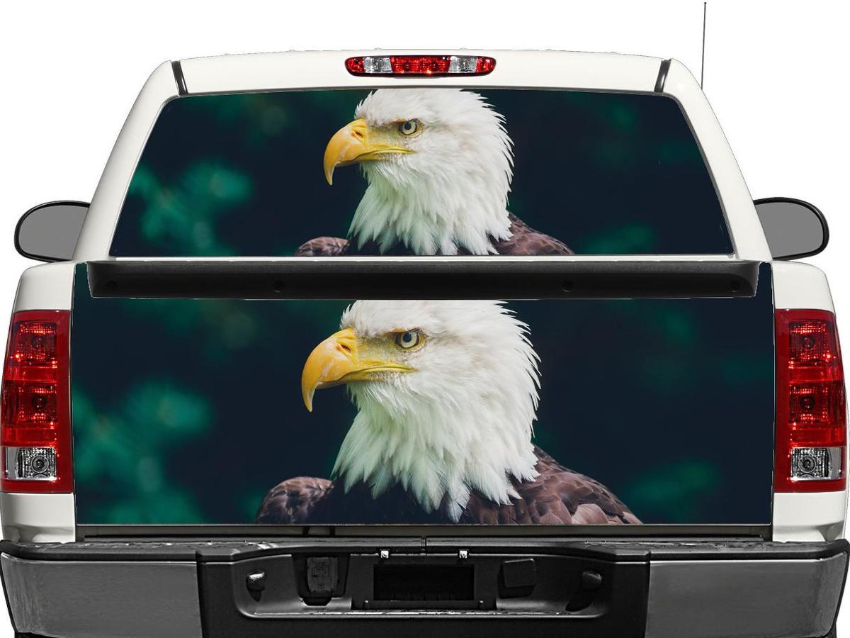 Vinilo adhesivo para ventana trasera o portón trasero con diseño de águila calva americana para camionetas y todoterrenos