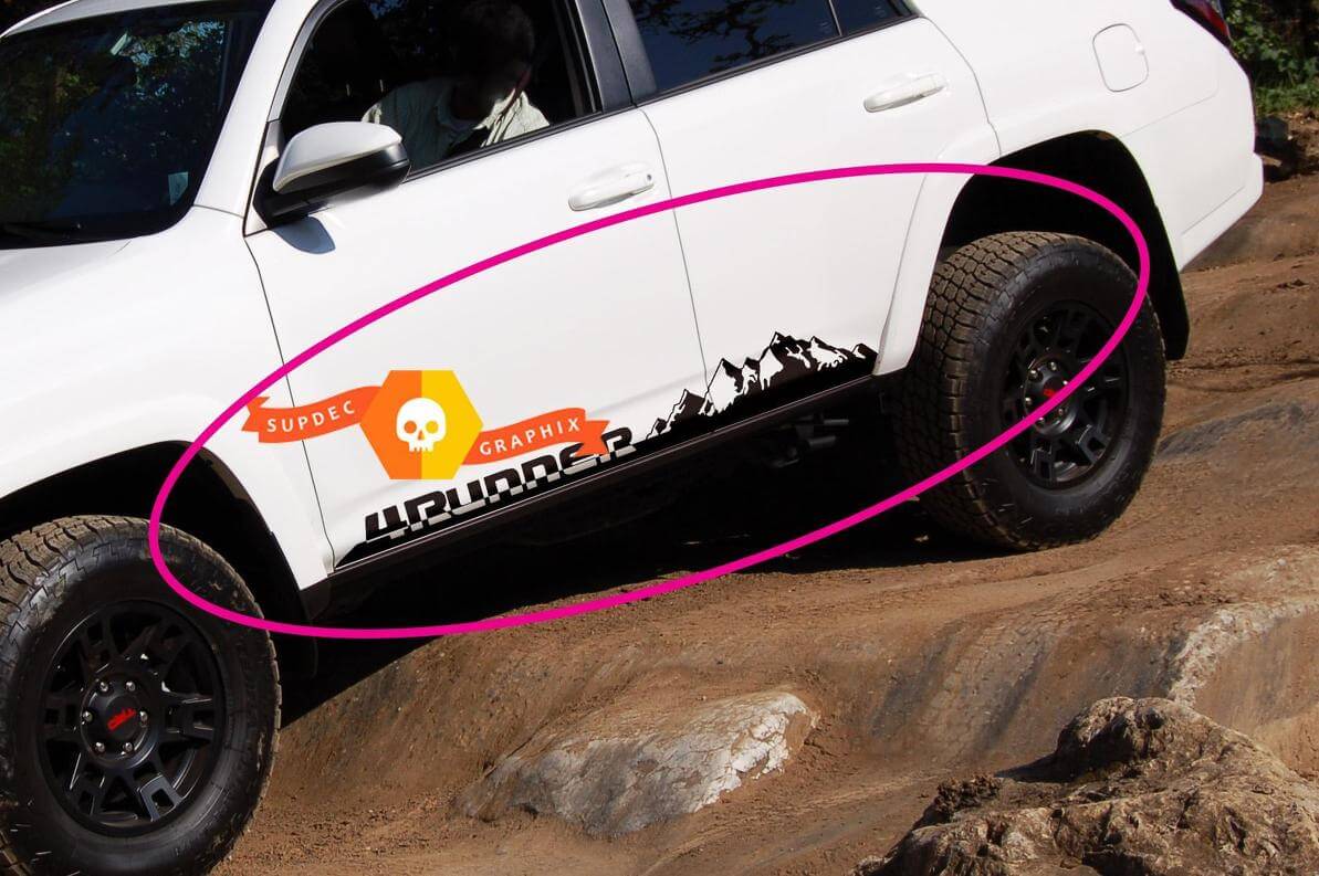 Par de calcomanías de vinilo para panel basculante lateral Mountains 4Runner para Toyota 4Runner TRD
