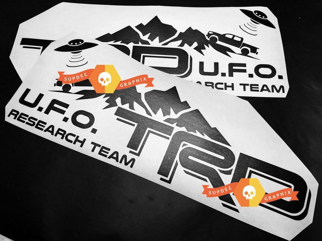 Pegatina lateral de vinilo del equipo de investigación TRD-Style UFO para Toyota Tacoma