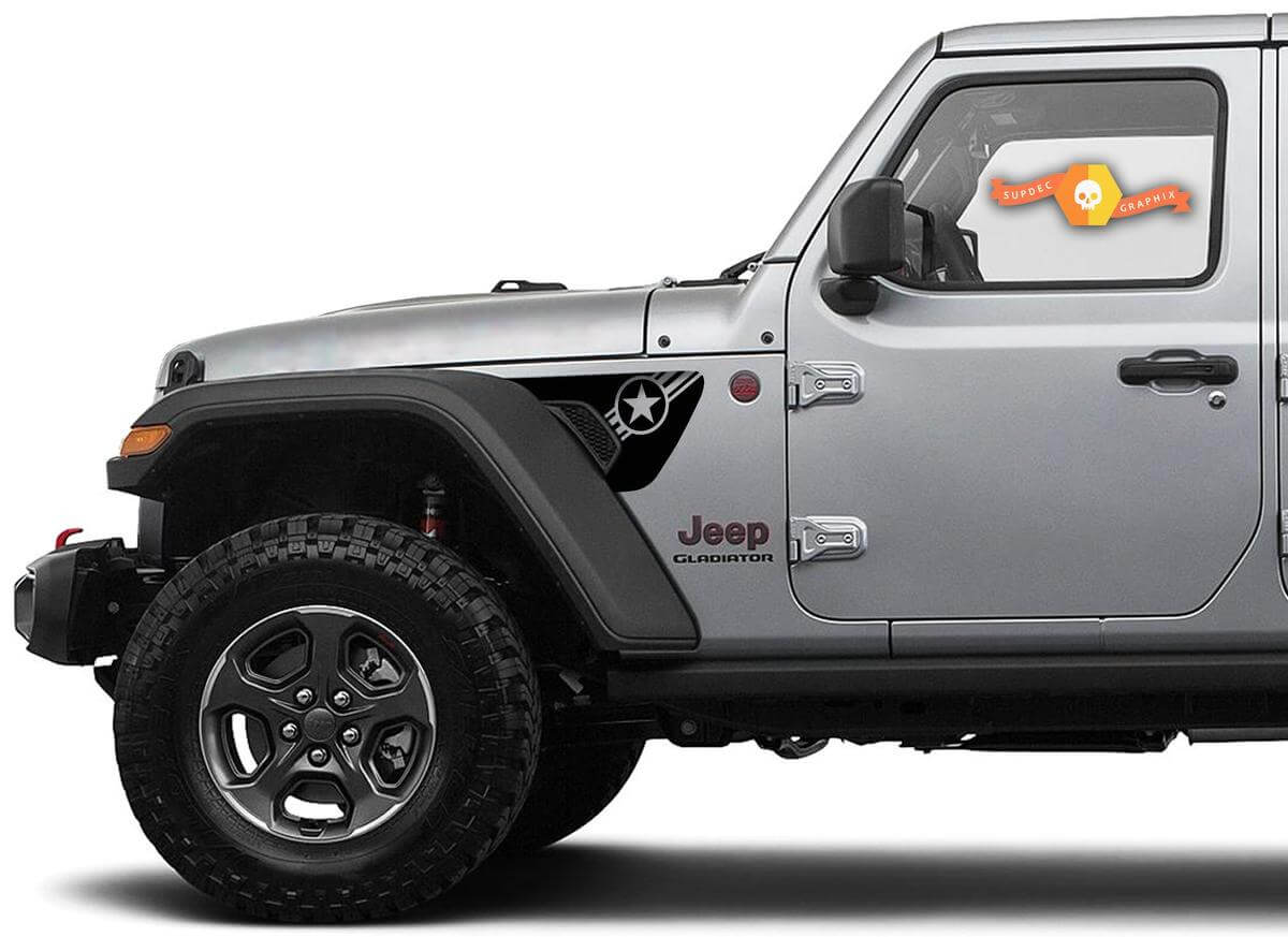 Calcomanía de vinilo de respiradero de guardabarros Army Star para Jeep Gladiator Wrangler