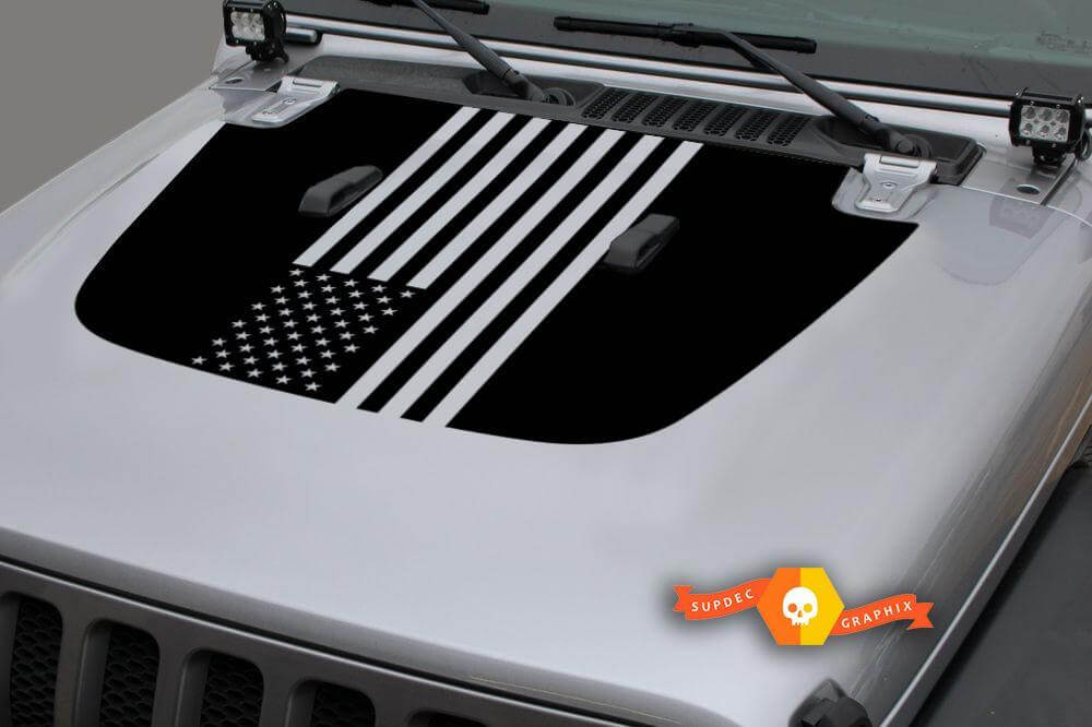 Calcomanía de vinilo con bandera de EE. UU. para capó de Jeep Gladiator JT y Wrangler JL JLU