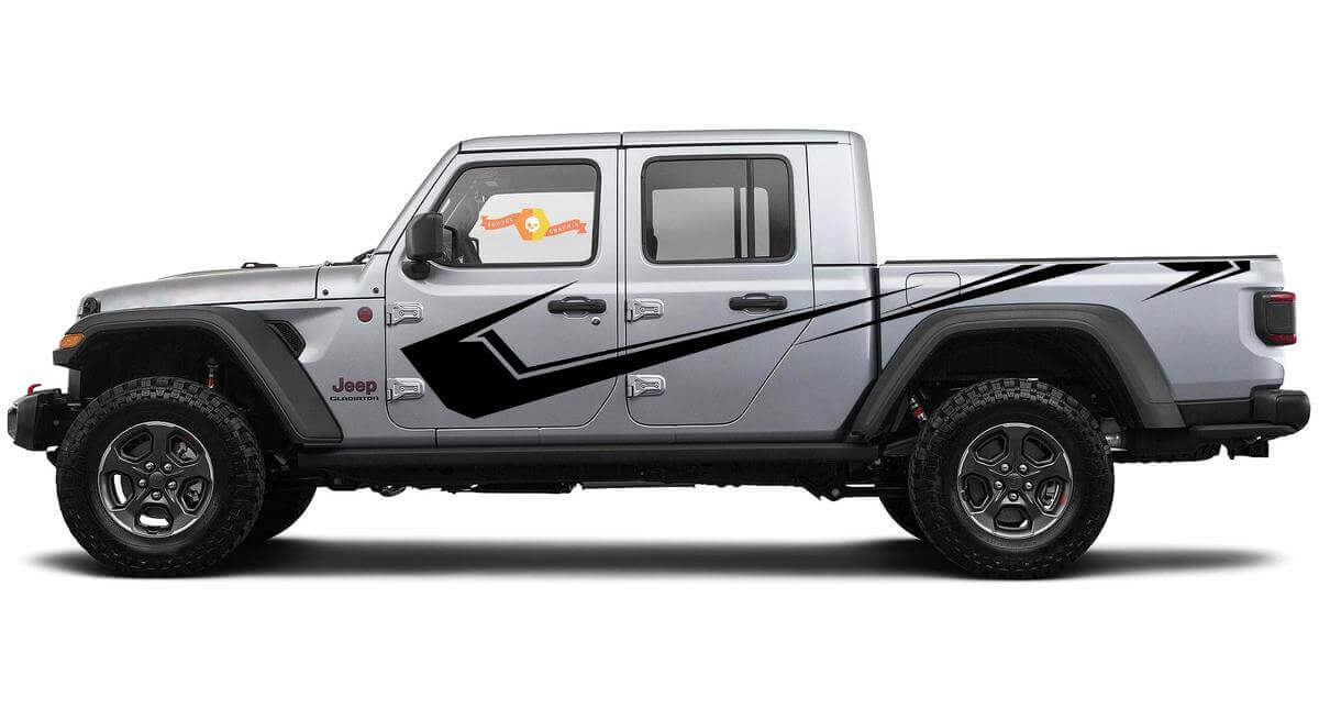 Kit de vinilos adhesivos de línea lateral afilada curva para Jeep Gladiator JT