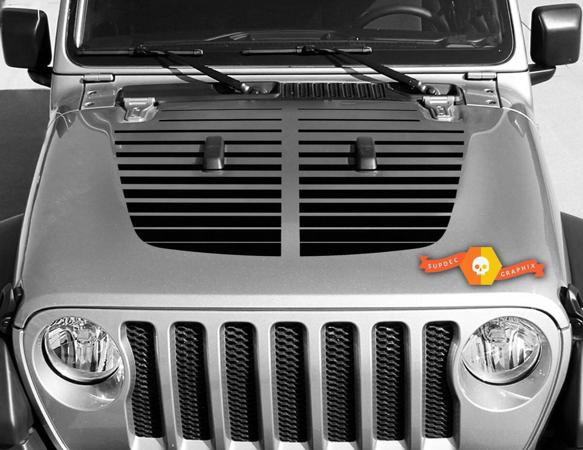 Jeep Gladiator JT Wrangler líneas Split JL JLU Hood estilo vinilo calcomanía kit de gráficos para 2018-2021
