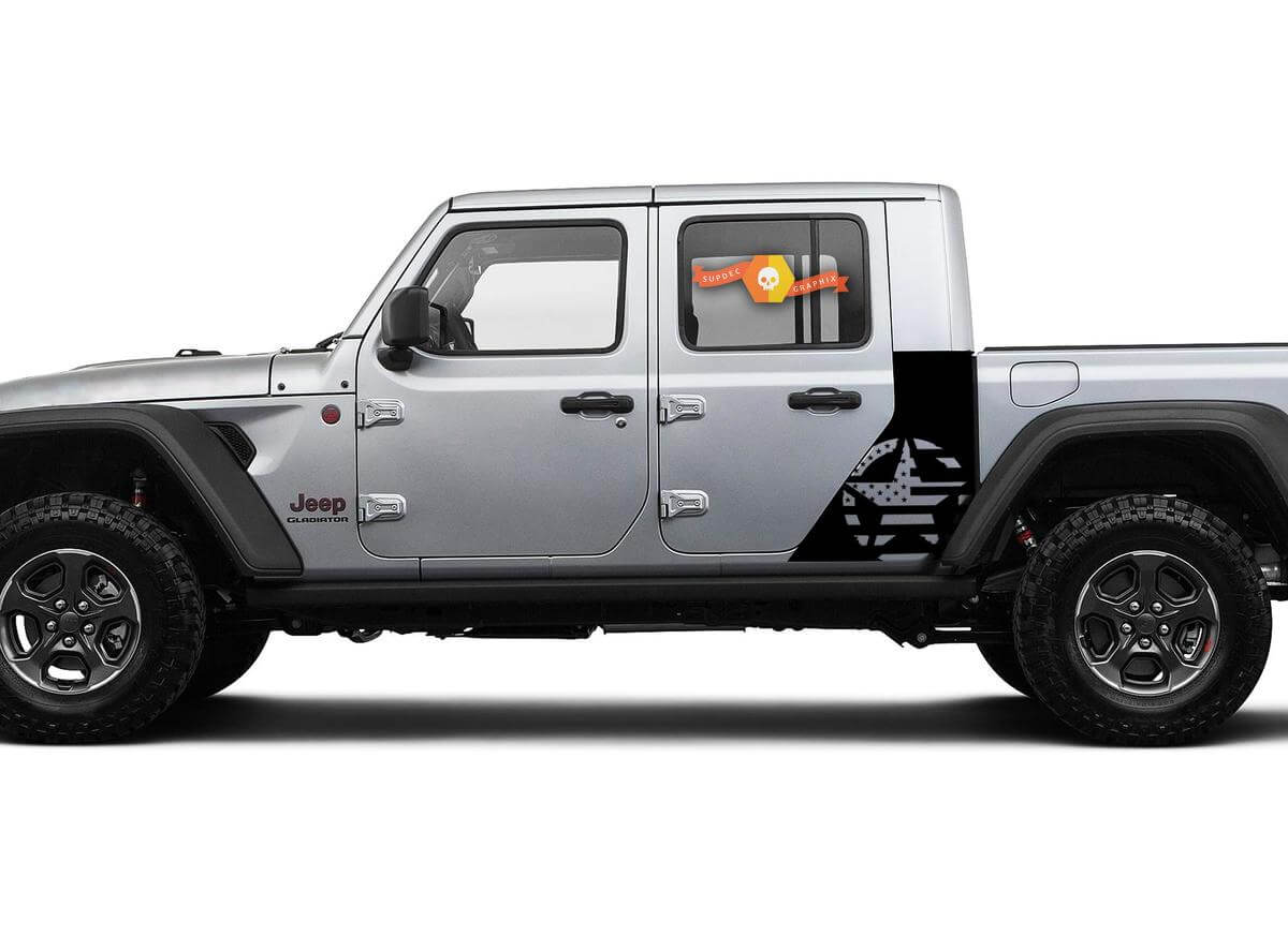 Jeep Gladiator Side War Flag USA Star pegatina calcomanía estilo fábrica cuerpo vinilo gráfico rayas kit 2018-2021
