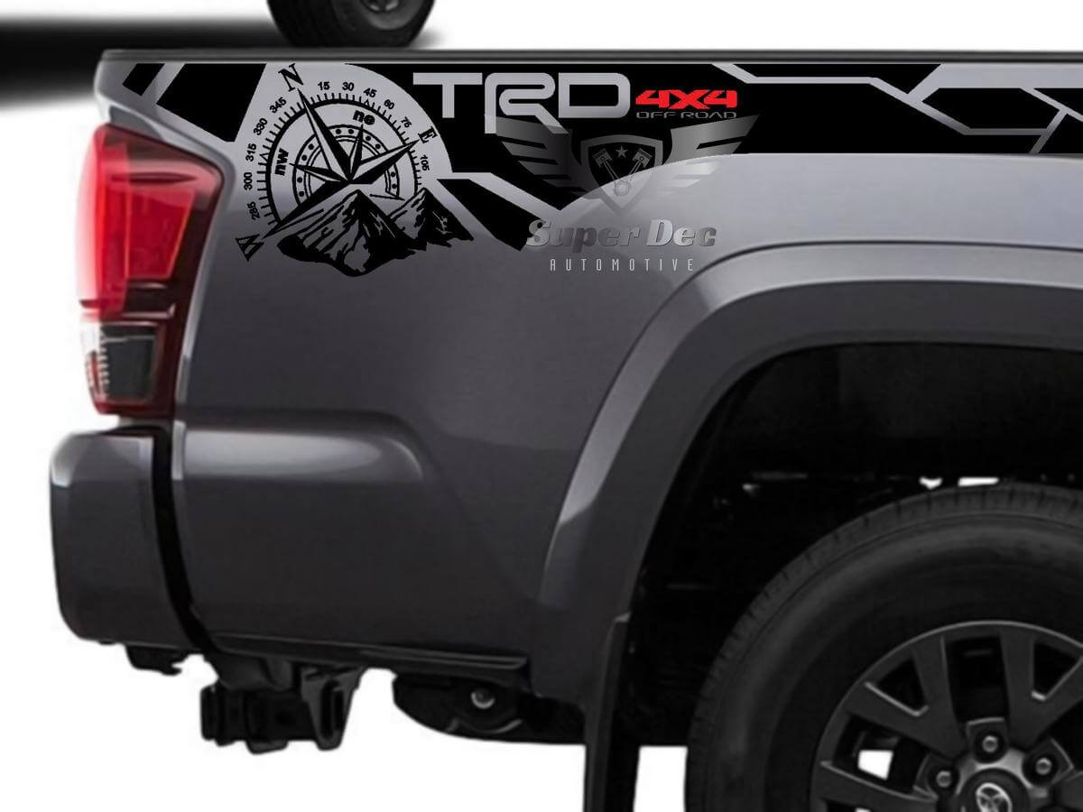 Kit de Calcomanías de Vinilo para Lateral de Cama TRD 4x4 Compass Mountain para Toyota Tacoma