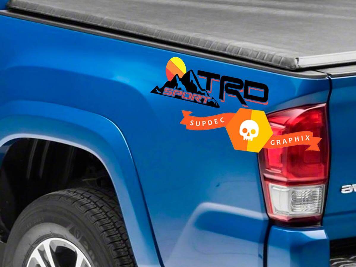 Juego de Calcomanías de Vinilo TRD Sport Mountain para la Cama Lateral de Toyota Tacoma, Tundra y FJ Cruiser