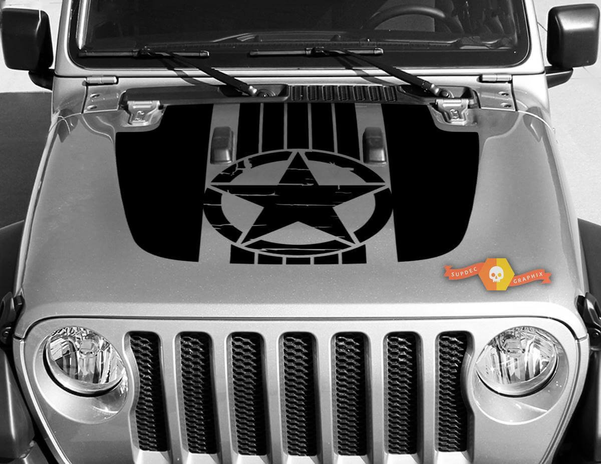 Kit de pegatinas de vinilo Military War Star Hood para Jeep Gladiator y Wrangler