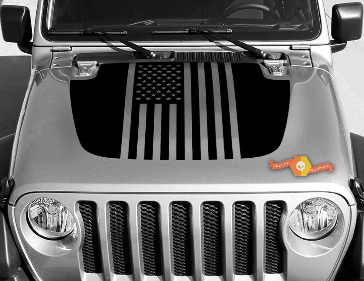 Adhesivo Vinilo con Bandera de EE.UU. para Capó para Jeep Gladiator y Wrangler